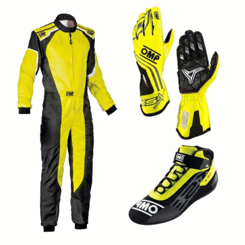 Premium Fluo Yellow OMP Karting Gear Kit | Kartwears Premium Fluo Yellow OMP Karting Gear Kit | Kartwears