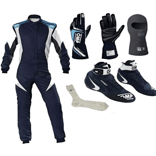OMP Go Kart Race Suit Blue Complete Kit Digital Printed Made To Measure Level 2 Karting 