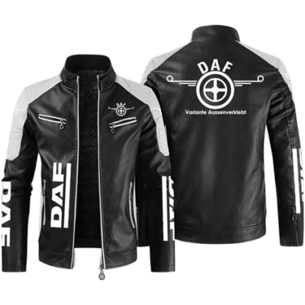 Men’s Leather Biker Jacket Windproof Fleece Lined Motorcycle Coat