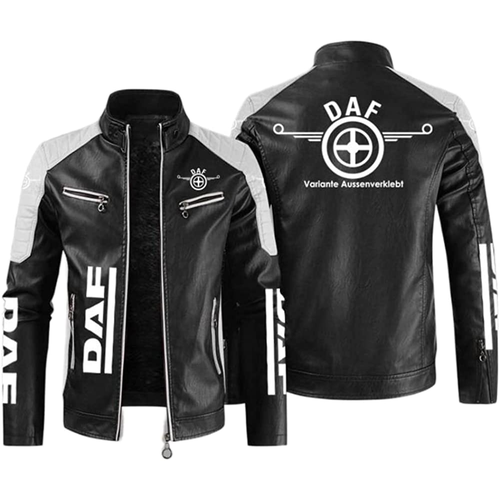 Men’s Leather Biker Jacket Windproof Fleece Lined Motorcycle Coat