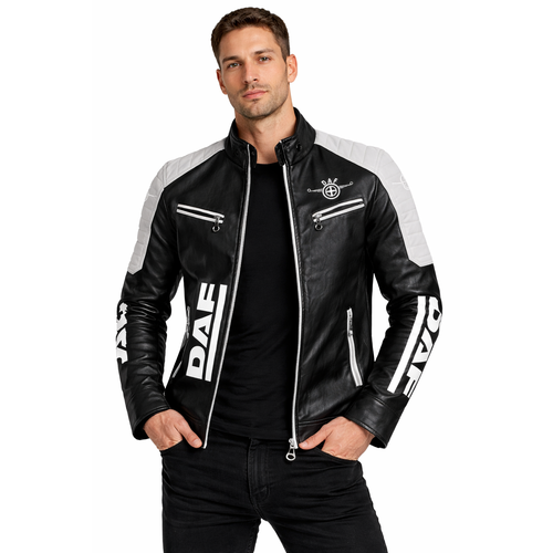 Men’s Leather Biker Jacket Windproof Fleece Lined Motorcycle Coat