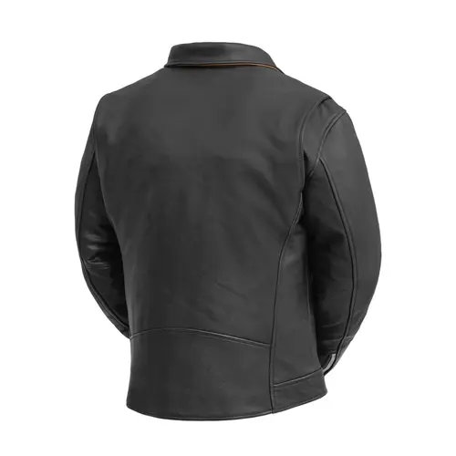 Black Leather Motorcycle Jacket Cowhide Asymmetrical Biker Jacket