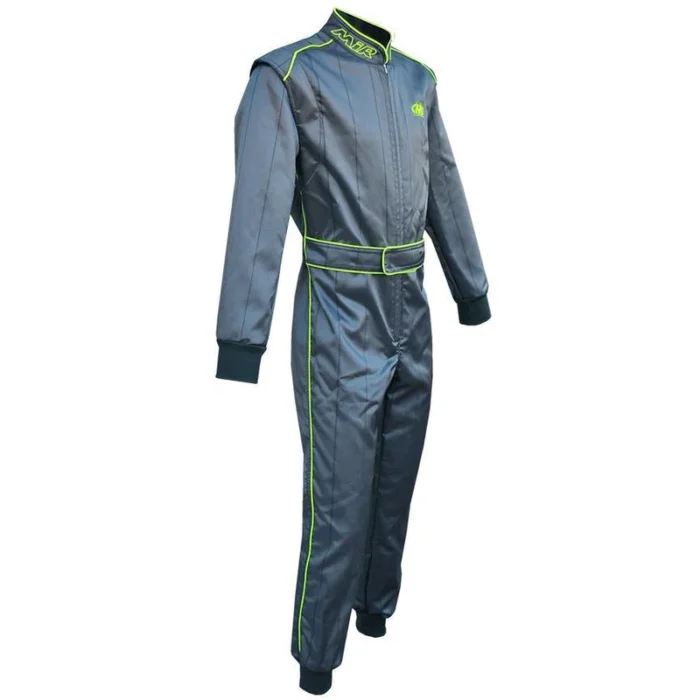 Grey and Green Go Kart Race Suit Digital Printed Made to Measure Level 2 Karting