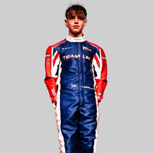 Blue and Red Go Kart Racing Suit Digital Printed, Made-to-Measure, Level 2 Karting