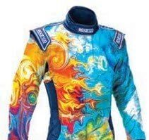 Go Kart Racing Vibrant Swirl Print Racing Suit