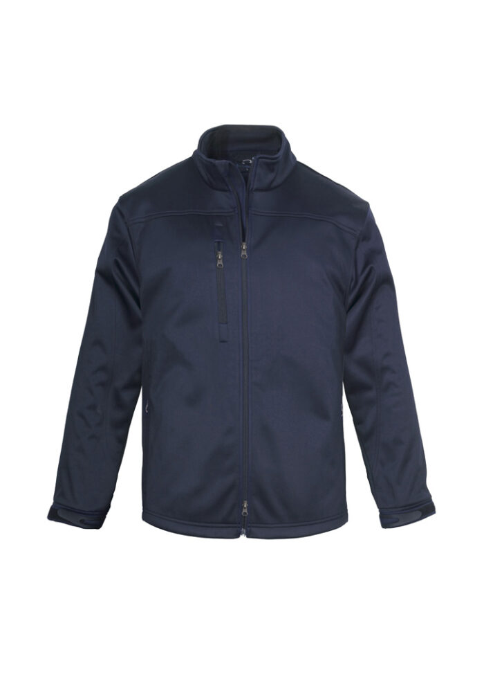 Men's Navy Softshell Jacket with Zip-Up Closure - Water-Resistant, Windproof,