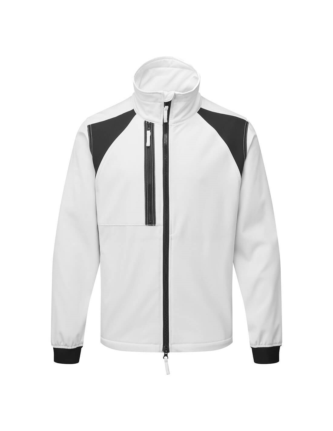 Men's White Softshell Jacket Men's White Softshell Jacket with Black Accents