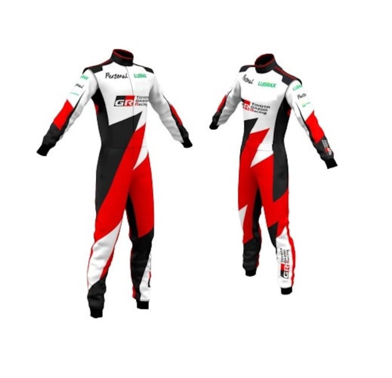 Go Kart Race Suit White and Red Digital Printed Made to Measure Level 2 Karting