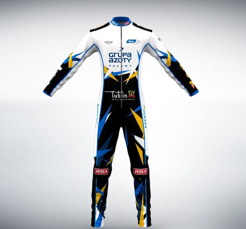 Go Kart Race Suit White and Black Digital Printed Made to Measure Level 2 Karting
