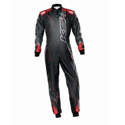 OMP KS-3 Kart Racing Suit - FIA Level 2 Certified in Black/Red - S