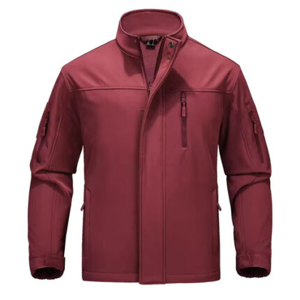 Men’s Waterproof Softshell Tactical Jacket – Windproof Burgundy