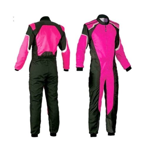 OMP Go Kart Race Suit Pink and Black Digital Printed Made to Measure Level 2 Karting CE FIA Approved.