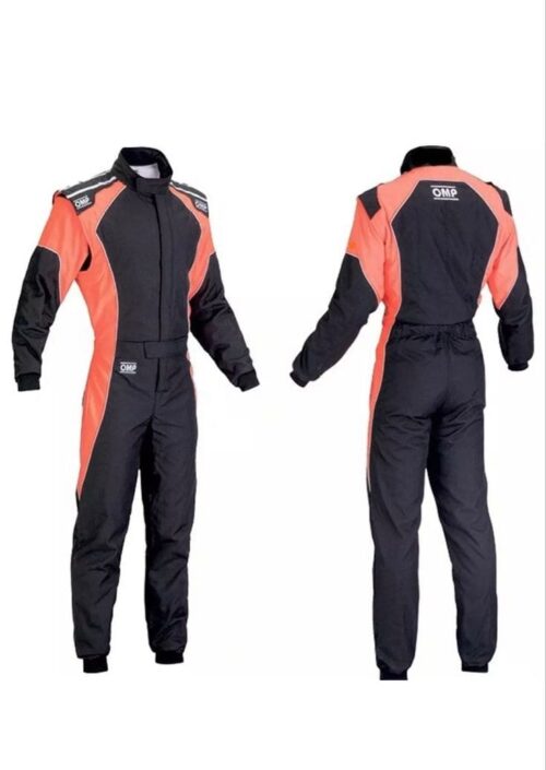 OMP Go Kart Race Suit Orange and Black Digital Printed Made to Measure Level 2 Karting CE FIA Approved.