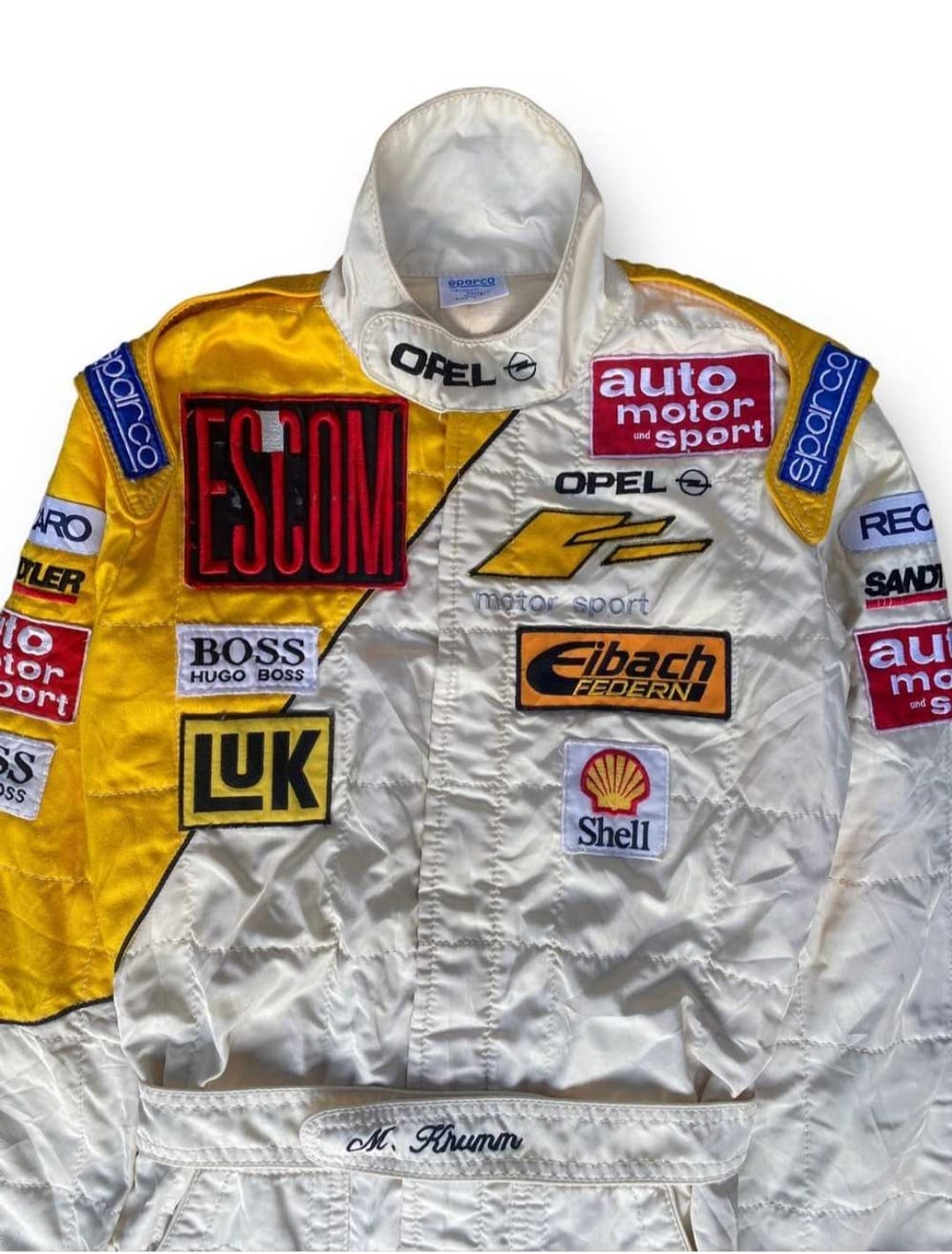 Sparco Gold and White Go Kart Race Suit Digital Printed Made to Measure Level 2 Karting CE FIA Approved