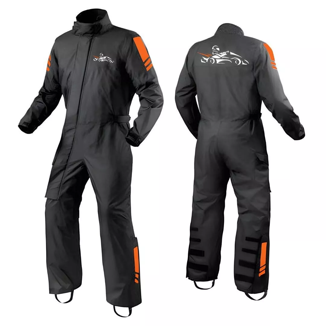 Waterproof Motorcycle Rain Suit with Reflective Panels, Adjustable Fit, Customizable Size Waterproof Motorcycle Rain Suit with Reflective Panels, Adjustable Fit, Customizable Size