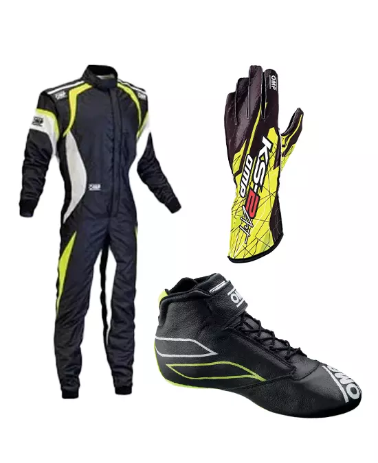OMP Go Kart Racing Complete kit Suit, Shoes, and Gloves Digital Printed level 2 Karting suit with Customize Options