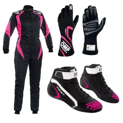 OMP Go Kart Racing Complete Kit with Suit, Shoes, and Gloves Digital Printed Level 2 Suit CE FIA Approved