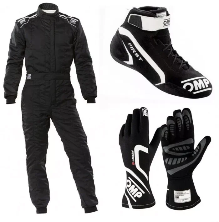 OMP Go Kart Racing Complete Kit with Suit, Shoes, and Gloves Digital Printed Level 2 Suit CE FIA Approved