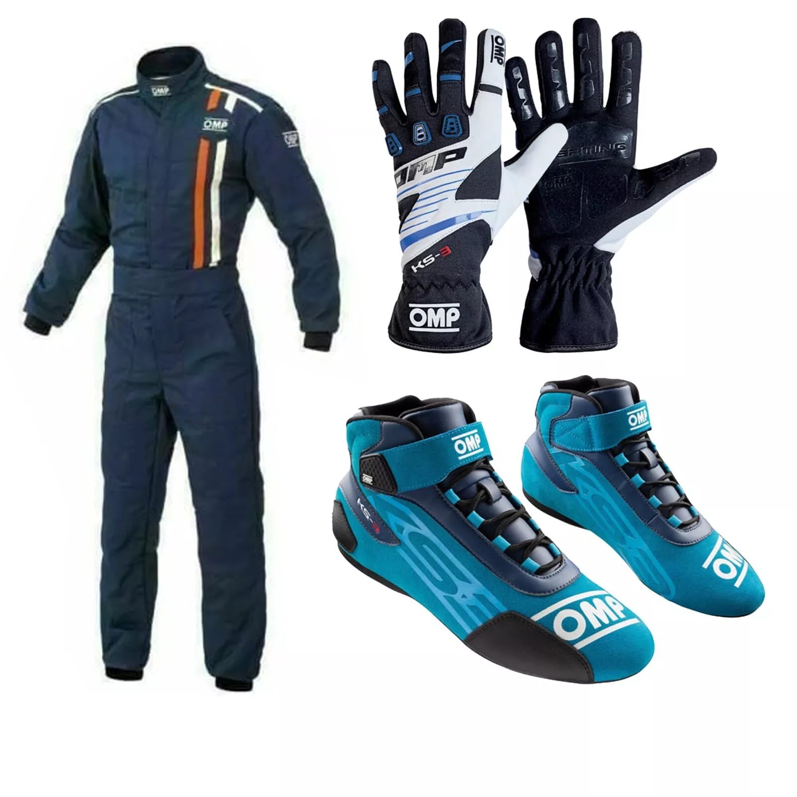 OMP Go Kart Racing Complete Kit With Suit, Shoes, and Gloves Digital Printed With Customize Options