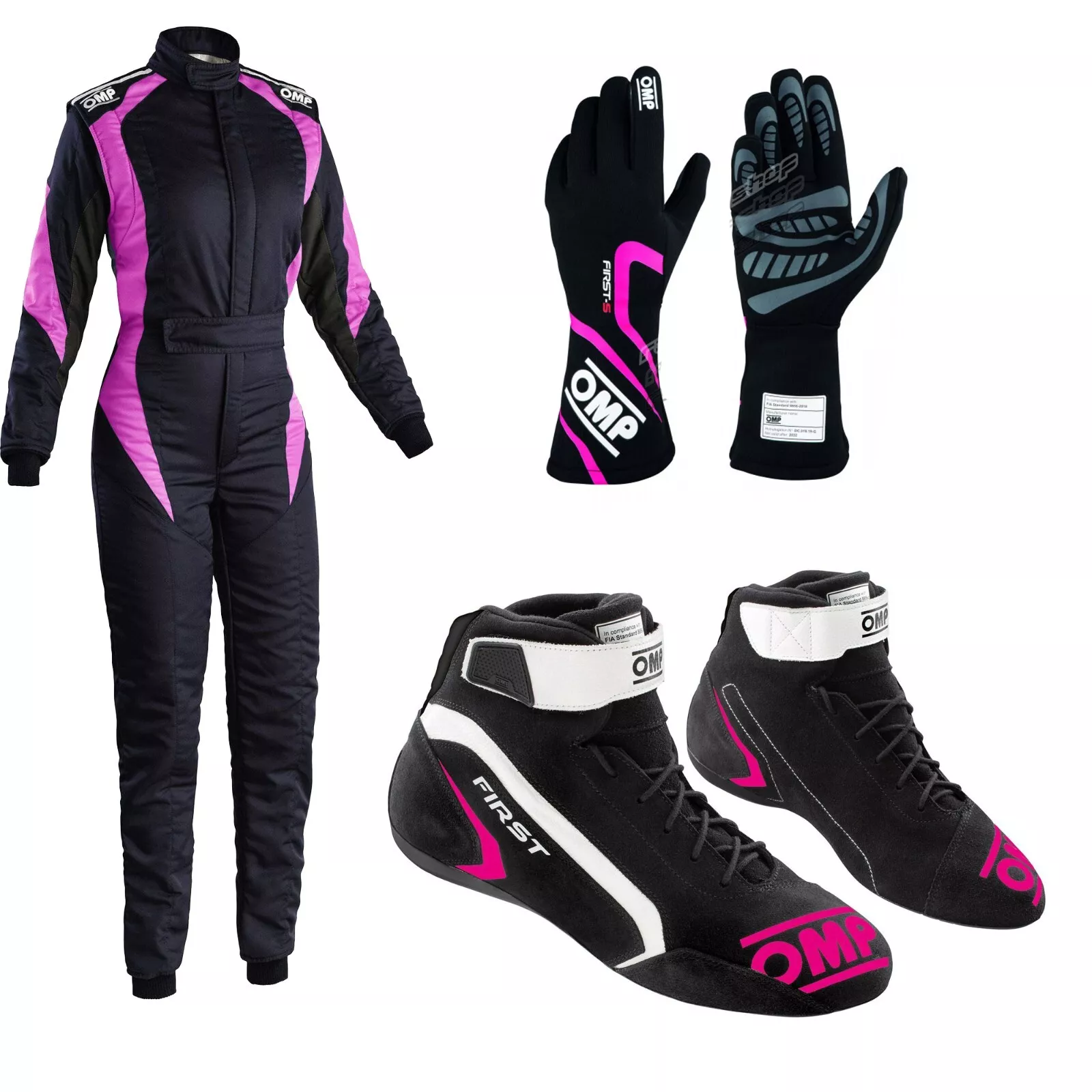 OMP Go Kart Racing Complete Kit With Suit, Shoes, and Gloves Digital Printed Level 2 Suit 