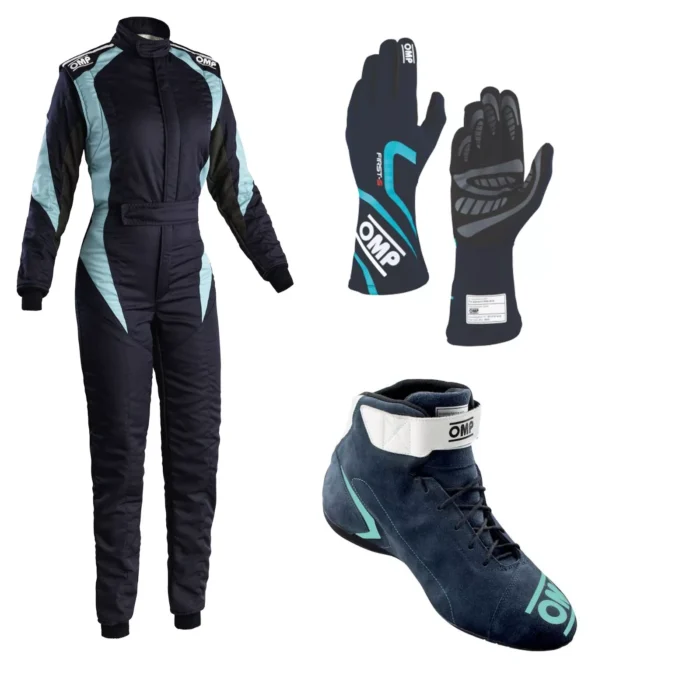 OMP Go Kart Racing Complete Kit With Suit, Shoes, and Gloves Digital Printed Level 2 Suit CE FIA Approved