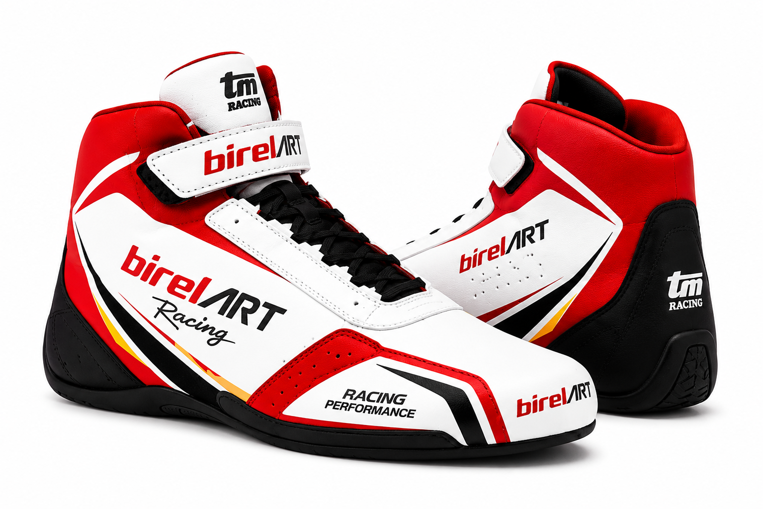alpinestars birel art red white high top karting shoes leather racing boots track day footwear car pedal grip sneakers