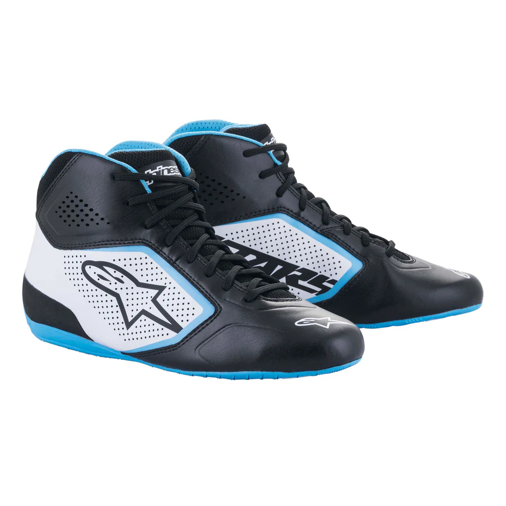 alpinestars tech1 k start black cyan white high top karting shoes leather racing boots track day footwear car pedal grip sneakers alpinestars tech1 k start black cyan white high top karting shoes leather racing boots track day footwear car pedal grip sneakers