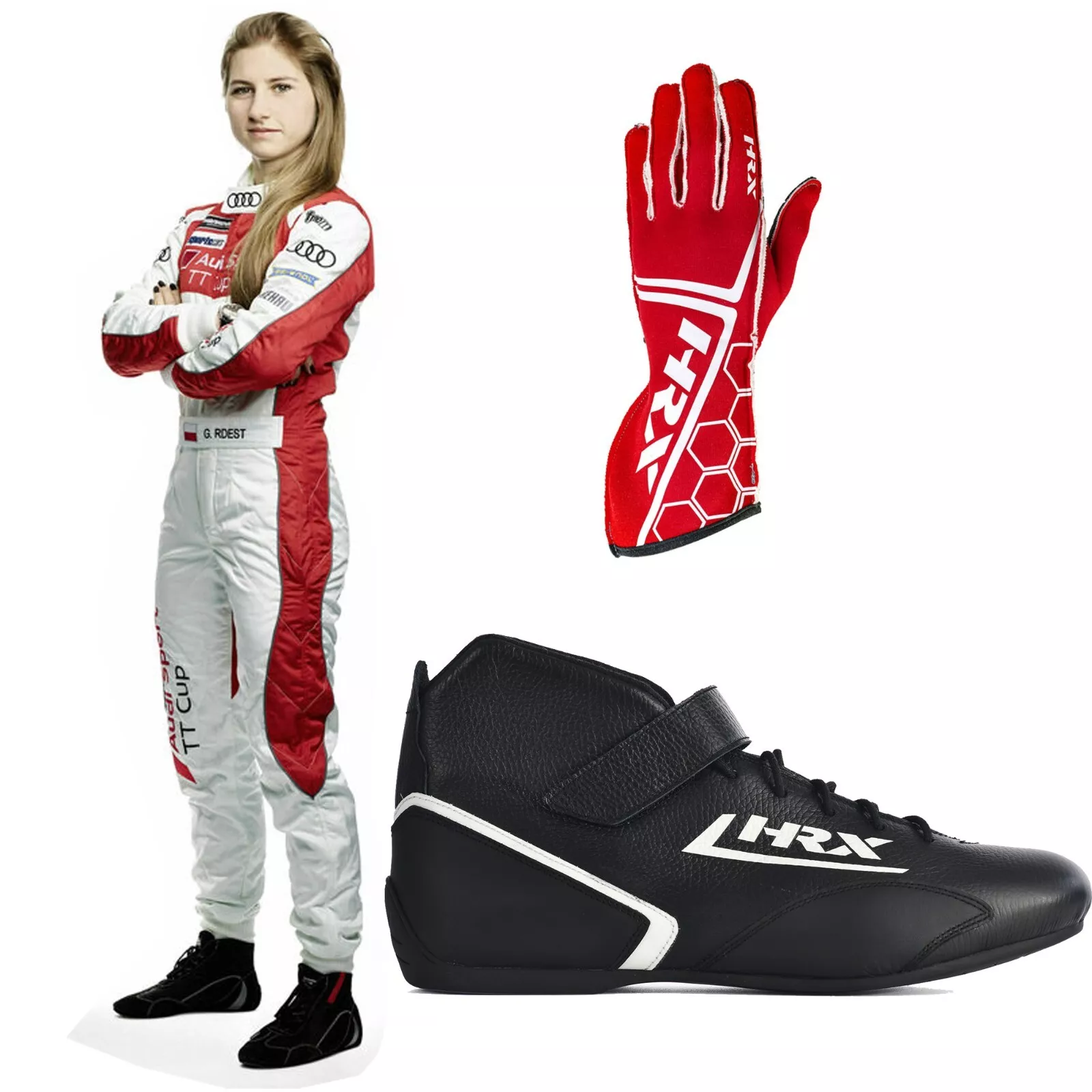 HRX Go Kart Suit complete kit With Suit, Shoes, And Gloves Digital Printed Karting with Customize Sizing HRX Go Kart Suit complete kit With Suit, Shoes, And Gloves Digital Printed Karting with Customize Sizing