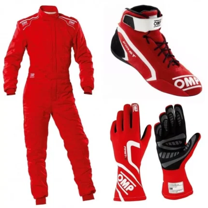 OMP Go Kart Racing Complete Kit Whit Suit, Shoes, And Gloves Digital Printed Level 2 Suit