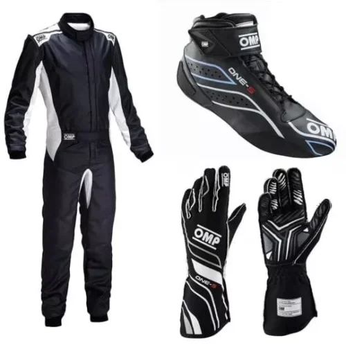 OMP Go Kart Racing Complete Kit With Suit, Shoes, And Gloves Digital Printed Suit