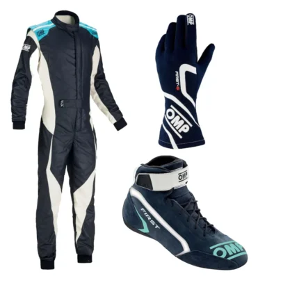 OMP Go Kart Racing Complete Kit With Suit, Shoes, And Gloves Digital Printed Level 2 Suit