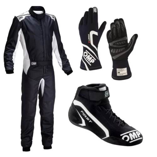 OMP Go Kart Racing Complete Kit With Suit, Shoes, And Gloves Digital Printed Suit