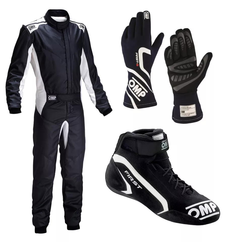 OMP Go Kart Racing Complete Kit With Suit, Shoes, And Gloves Digital Printed Suit