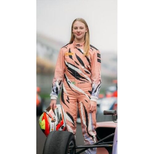 2025 Signature Pink Tiger Print Karting Suit – Custom-Tailored with Bold Design & Pro-Grade Safety