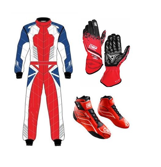 OMP 2025 Go Kart Racing Suit Complete Kit Digital Printed Suit, Gloves & Shoes With Customize Options