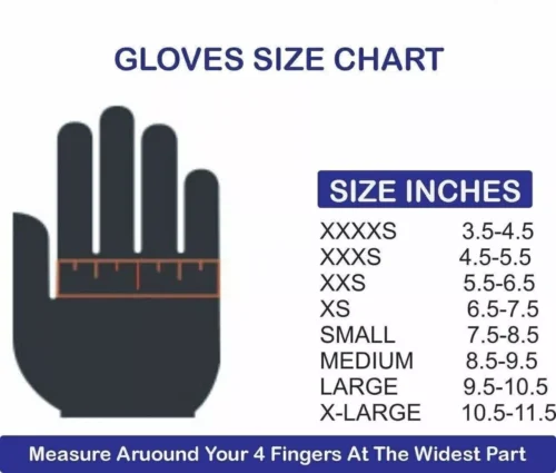 Go Kart Racing gloves size chart