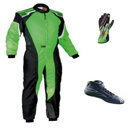 OMP KS-3 Go Kart Racing Suit Complete Kit | Green Gear Bundle