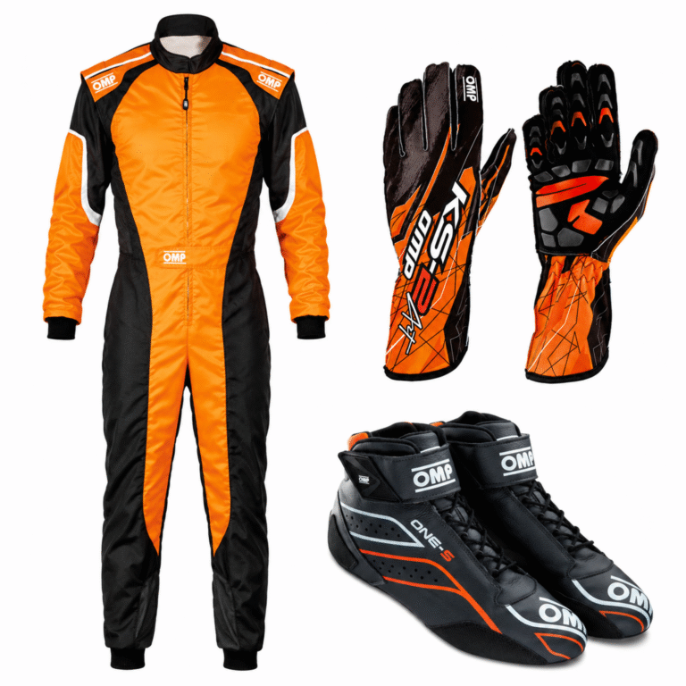 OMP Go Kart Racing Suit Complete Kit Digital Printed Level 2 Kart Suit Shoes & Gloves
