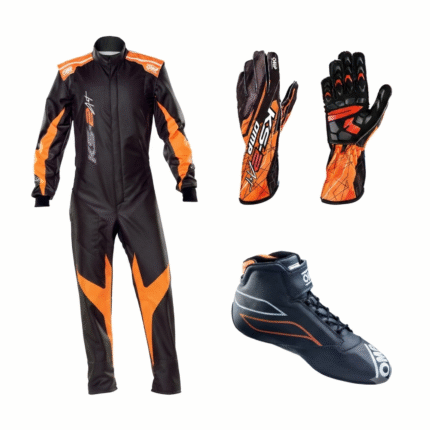 OMP KS-2 Art Karting Suit Kit Level 2 Orange Black Race Overalls Sublimated KS-2 Art Gloves & Track Shoes 3-Piece Set