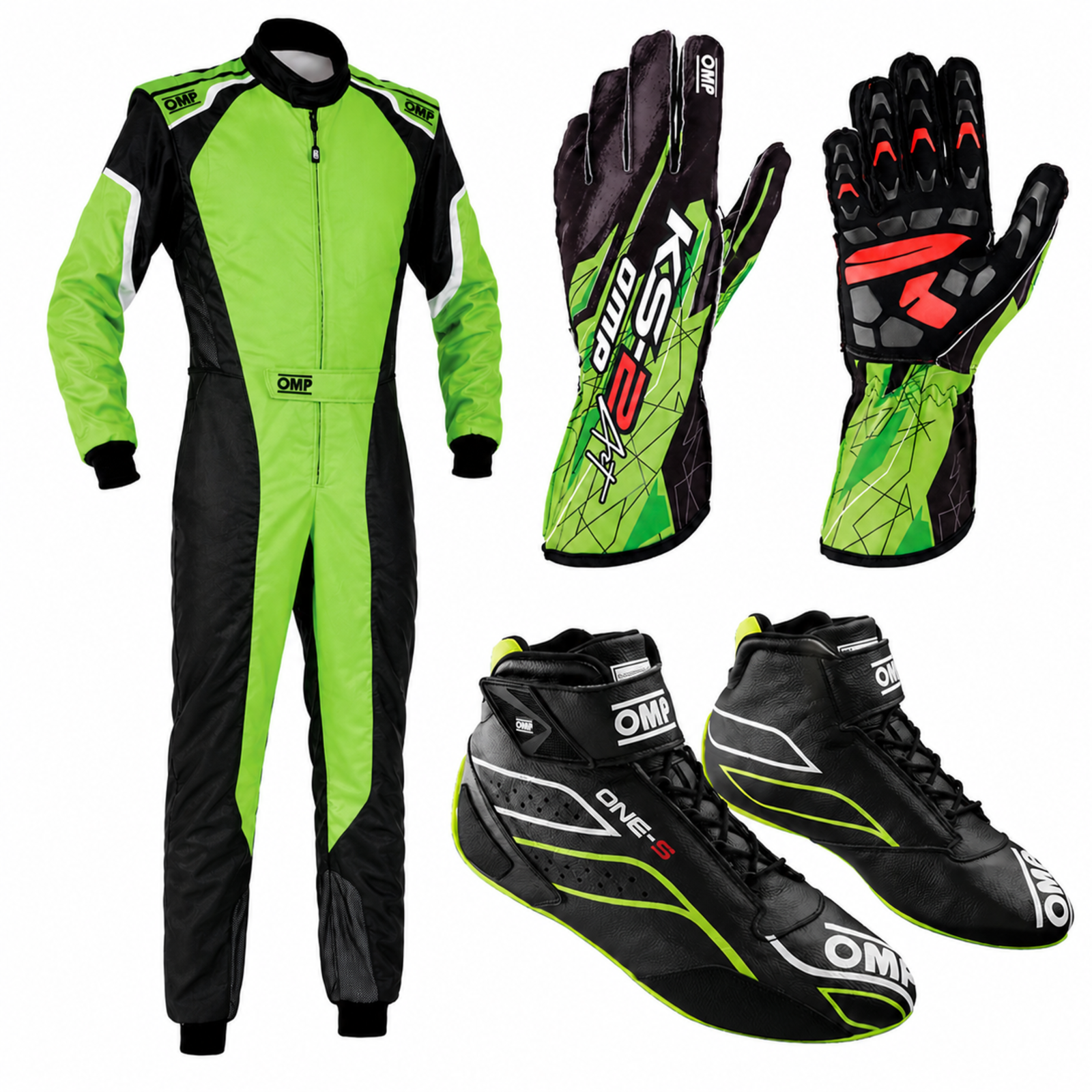 OMP Go Kart Racing Suit Complete Kit Digital Printed Level 2 Kart Suit Shoes & Gloves