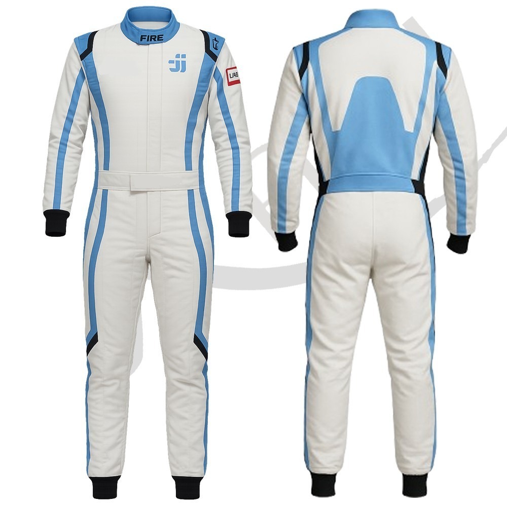 Digital printed one-piece go-kart racing suit featuring vibrant custom graphics and ergonomic design for professional karting.