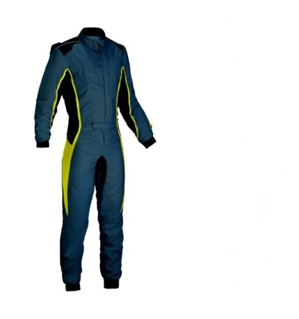 Digital printed one-piece go-kart racing suit featuring vibrant custom graphics and ergonomic design for professional karting.