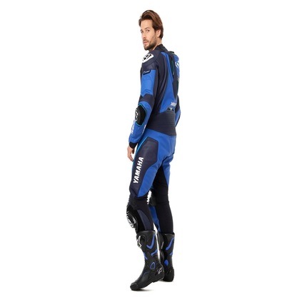 Mens Yamaha Motorcycle Racing Leather Suit Professional Biker Gear with Knee Sliders and Full Body Protection