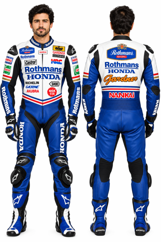 Rothmans Honda Nankai One-Piece Leather Motorcycle Racing Suit - Thumbnail Image 3