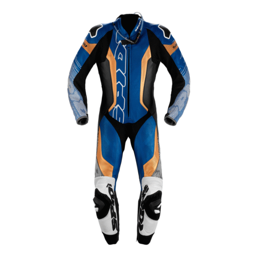 Spidi Supersonic Perforated Pro One-Piece Motorcycle Leather Racing Suit - Blue / Gold / Black Track Leathers