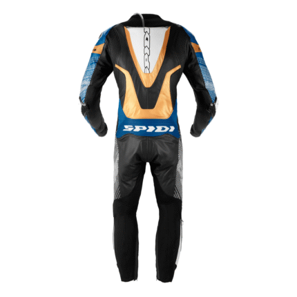 Spidi Supersonic Perforated Pro One-Piece Motorcycle Leather Racing Suit - Blue / Gold / Black Track Leathers