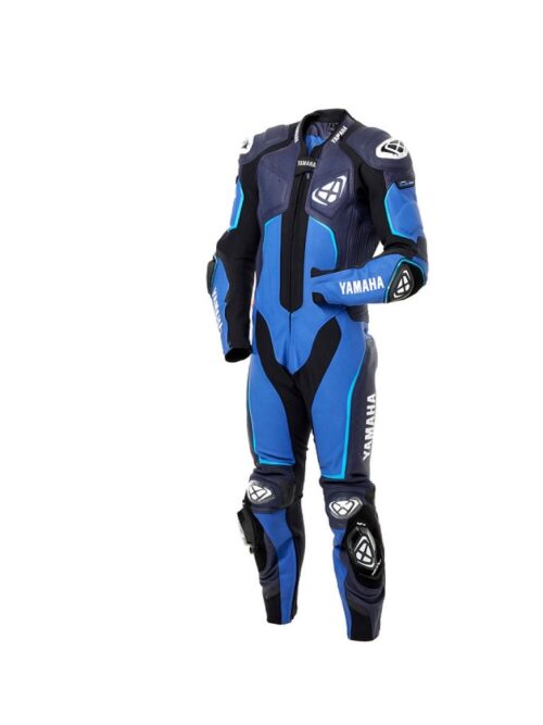 Mens Yamaha Motorcycle Racing Leather Suit Professional Biker Gear with Knee Sliders and Full Body Protection