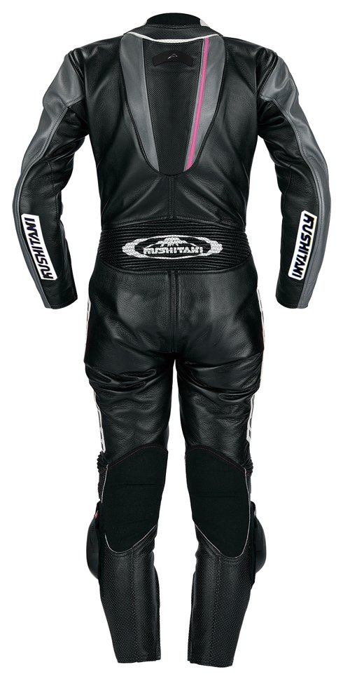 Kushitani Glide Suit KL-0065XX Ladies One-Piece Leather Motorcycle Racing Suit - Black / Gray / Pink Track Leathers
