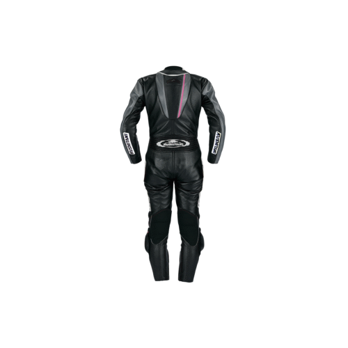 Kushitani Glide Suit KL-0065XX Ladies One-Piece Leather Motorcycle Racing Suit - Black / Gray / Pink Track Leathers