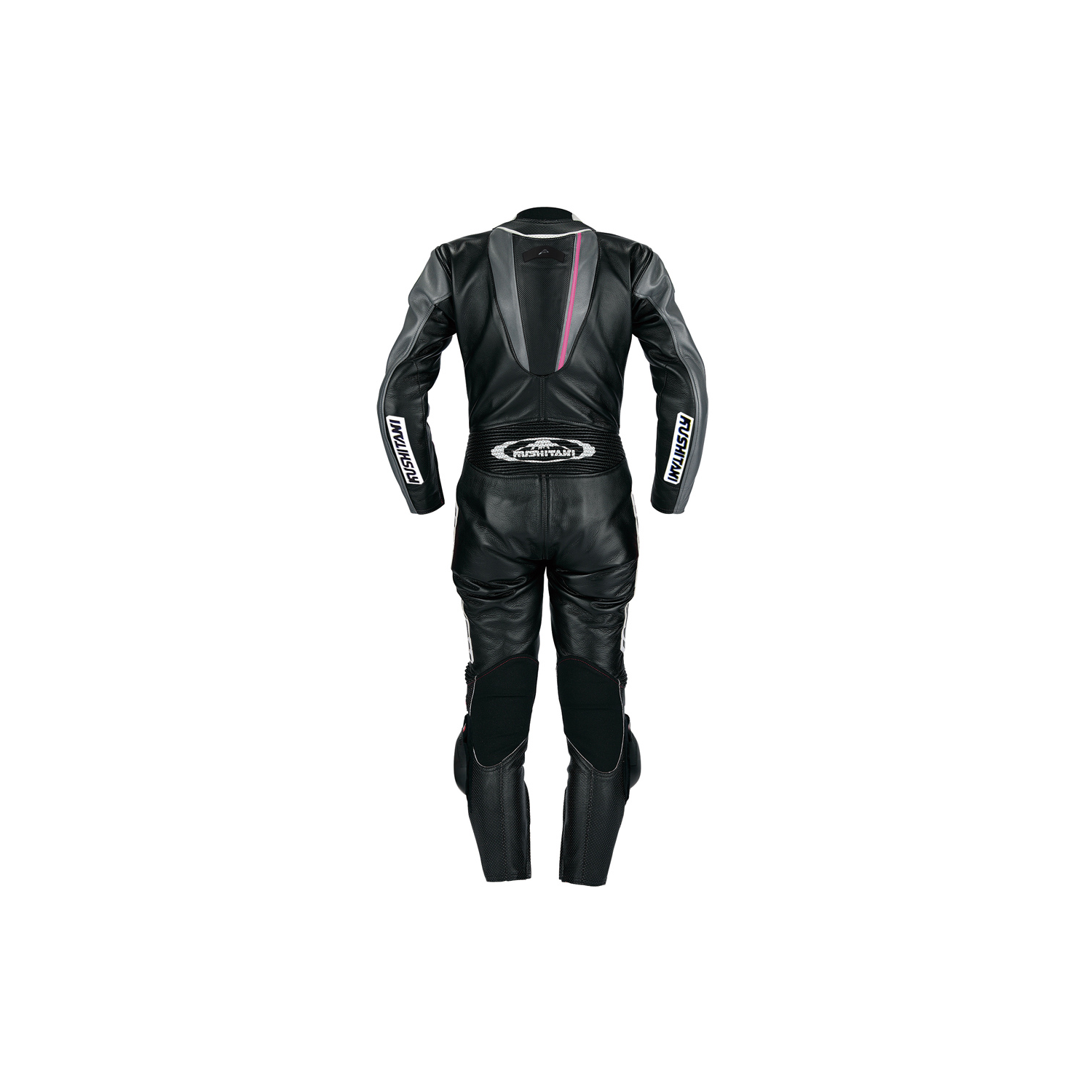 Kushitani Glide Suit KL-0065XX Ladies One-Piece Leather Motorcycle Racing Suit - Black / Gray / Pink Track Leathers